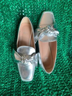 New York & Company Silver Knot-Detail Loafers